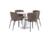 Imagine Masa de dining Hamden - MDF alb + Scaun de dining Modesto - Gri / Boucle Negru Fumat_4