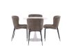 Imagine Masa de dining Hamden - MDF alb + Scaun de dining Modesto - Gri / Boucle Negru Fumat_4