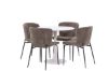 Imagine Masa de dining Hamden - MDF alb + Scaun de dining Modesto - Gri / Boucle Negru Fumat_4