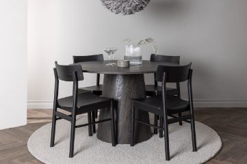 Imagine Lanzo Dining Table φ120 - Mocca/Mocca + Montros Dining Chair - Natural / Natural Rubberwood _4