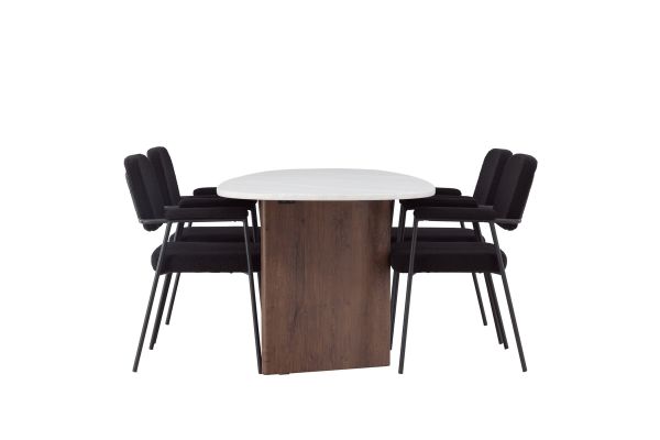 Imagine Grönvik Dining Table 180*75 - Mocca / Offwhite Concretelook MDF +Yesterday Dining Chair - Black / Black Boucle _4