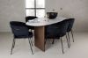 Imagine Masa de dining Grönvik 180*75 - Mocca / Offwhite Aspect de beton MDF + 4 scaune de dining Selma - Negru / Catifea Neagra