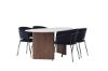 Imagine Masa de dining Grönvik 180*75 - Mocca / Offwhite Aspect de beton MDF + 4 scaune de dining Selma - Negru / Catifea Neagra