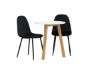 Imagine Masa de dining Leonora φ65 - aspect de stejar / MDF alb + Scaun de dining Polar - picioare negre / Catifea neagra _2