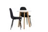 Imagine Masa de dining Leonora φ65 - aspect de stejar / MDF alb + Scaun de dining Polar - picioare negre / Catifea neagra _2