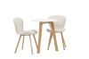 Imagine Masa de dining Leonora φ65 - aspect de stejar / MDF alb + 2 scaune de dining Lilja - aspect de stejar / material textil bej