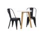 Imagine Masa de dining Leonora φ65 - Aspect de stejar / MDF alb + Scaun de dining Tempe - Negru mat / Metal _2