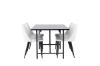 Imagine Masa de dining Astrid 200*75 - Negru mat / MDF cu furnir negru mat + 6 scaune de dining Night - Negru / PU alb