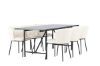 Imagine Masa de dining Astrid 200*75 - Negru mat / MDF negru mat cu furnir + Scaun de dining Edina - Negru / Alb Boucle _6