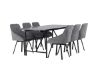 Imagine Masa de dining Astrid 200*75 - Negru mat / MDF negru mat cu furnir + Scaun de dining Rosie - Negru / Material gri închis _6