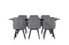 Imagine Masa de dining Astrid 200*75 - Negru mat / MDF negru mat cu furnir + Scaun de dining Rosie - Negru / Material gri închis _6