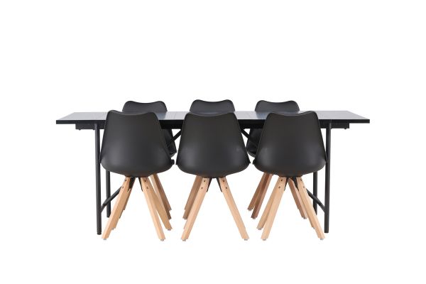 Imagine Vă rugăm să traduceți complet Masă de dining Astrid 200 * 75 - Negru mat / MDF negru mat cu furnir + Scaun de dining Zeno - Aspect lemn natural / PP negru _6