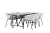 Imagine Masa de dining Astrid 200*75 - Negru mat / Negru mat MDF cu furnir + Scaun de dining Evelina - Negru / Catifea gri deschis _6