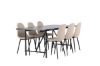 Imagine Masa de dining Astrid 200*75 - Negru mat / MDF negru mat cu furnir + Scaun de dining Polar - Negru / Bej Boucle _6