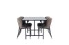 Imagine Masa de dining Astrid 200*75 - Negru mat / MDF cu furnir negru mat + Scaun de dining Modesto - Gri / Boucle negru fumuriu _6