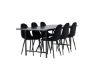 Imagine Masa de dining Astrid 200*75 - Negru Mat / MDF negru mat cu furnir + Scaun de dining Polar - Picioare negre / Catifea neagra _6