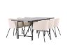 Imagine Masă de dining Astrid 200*75 - Negru mat / MDF negru mat cu furnir + Scaun Berit - Negru / Catifea Bej _6