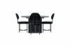 Imagine Masa de dining Matilda φ130 - Negru / MDF negru cu furnir + Scaun de dining Stella - Negru / Catifea neagra _4