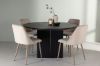 Imagine Masa de dining Matilda φ130 - Negru / MDF cu furnir +Scaun de dining Night - Nuc-inchis / Mocca / Material Maro _4