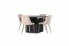 Imagine Masa de dining Matilda φ130 - Negru / MDF cu furnir +Scaun de dining Night - Nuc-inchis / Mocca / Material Maro _4