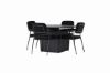 Imagine Masa de dining Matilda φ130 - Negru / MDF negru cu furnir + Scaun de dining Yesterday - Negru / Boucle negru _4