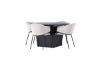 Imagine Masa de dining Matilda φ130 - Negru / MDF cu furnir + Scaun de dining Evelina - Negru / Catifea gri deschis _4