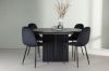 Imagine Masa de dining Matilda φ130 - Negru / MDF negru cu furnir + Fotoliu de dining Polar - Picioare negre / Catifea neagra _4