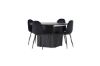 Imagine Masa de dining Matilda φ130 - Negru / MDF negru cu furnir + Fotoliu de dining Polar - Picioare negre / Catifea neagra _4