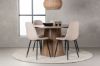 Imagine Masa de dining Lanzo φ120 - Natural / MDF Natural + 4 scaune de dining Polar - Negru / Boucle Bej