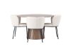 Imagine Masa de dining rotunda Lanzo φ120 - Natural / Natural MDF + Scaun de dining Edina - Negru / Alb Boucle _4