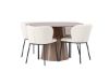 Imagine Masa de dining rotunda Lanzo φ120 - Natural / Natural MDF + Scaun de dining Edina - Negru / Alb Boucle _4