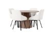 Imagine Masa de dining Lanzo φ120 - Natural / Blat MDF natural + Scaun de dining Rosie - Negru / Material Bej _4