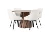 Imagine Masa de dining Lanzo φ120 - Natural / Blat MDF natural + Scaun de dining Rosie - Negru / Material Bej _4