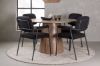 Imagine Masa de dining Lanzo φ120 - Natural / MDF natural + 4 scaune de dining Yesterday - Negru / Boucle Negru