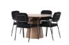 Imagine Masa de dining Lanzo φ120 - Natural / MDF natural + 4 scaune de dining Yesterday - Negru / Boucle Negru