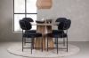 Imagine Masa de dining Lanzo φ120 - Natural / MDF Natural + 4 Scaune de Dining Stella - Negru / Catifea Neagra