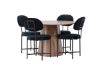 Imagine Masa de dining Lanzo φ120 - Natural / MDF Natural + 4 Scaune de Dining Stella - Negru / Catifea Neagra