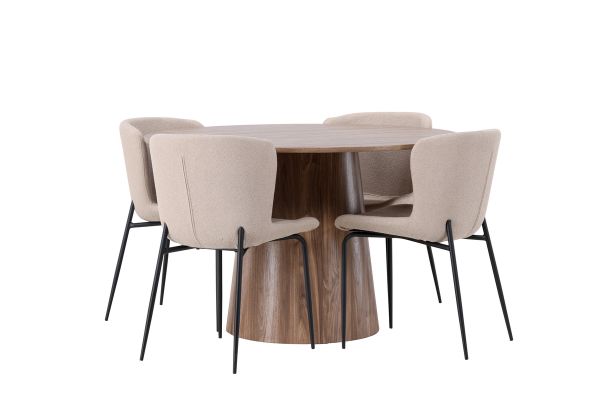 Imagine Masa de dining Lanzo φ120 - Natural / Natural MDF + Scaun de dining Modesto - Bej / Beige Boucle _4