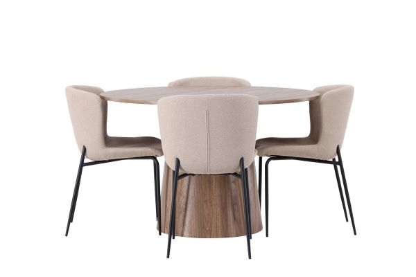 Imagine Masa de dining Lanzo φ120 - Natural / Natural MDF + Scaun de dining Modesto - Bej / Beige Boucle _4