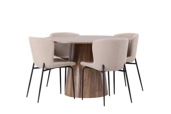 Imagine Masa de dining Lanzo φ120 - Natural / Natural MDF + Scaun de dining Modesto - Bej / Beige Boucle _4