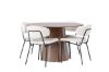 Imagine Masa de dining Lanzo φ120 - Natural / MDF natural + Scaun de dining Chico - Negru / Boucle alb - 4