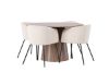 Imagine Te rog tradu acest text: Masa de dining Lanzo φ120 - Natural / MDF Natural + Scaun Berit - Negru / Catifea Bej _4