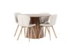 Imagine Masa de dining Lanzo φ120 - Natural / MDF Natural + 4 scaune de dining Lilja - Oaklook / Material Bej