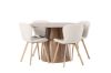 Imagine Masa de dining Lanzo φ120 - Natural / MDF Natural + 4 scaune de dining Lilja - Oaklook / Material Bej