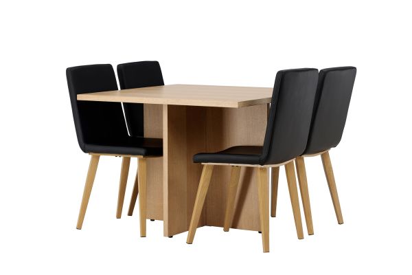 Imagine Masa de dining Leo 100*75 - Aspect de stejar / MDF stejar +Scaun de dining Today - Natur / PU Negru _4