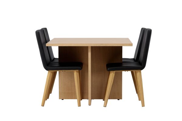 Imagine Masa de dining Leo 100*75 - Aspect de stejar / MDF stejar +Scaun de dining Today - Natur / PU Negru _4