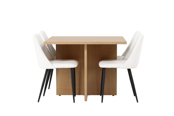 Imagine Leo Dining Table 100*75 - Oaklook / Oaklook MDF +Night Dining Chair - Black / White PU _4