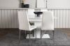 Imagine Disa Dining Table 120/160*80 - White / Grey MDF +Pastill Dining Chair - Silver / White PU _4