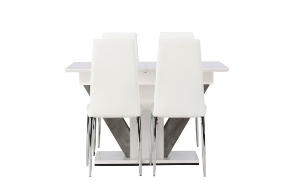 Imagine Disa Dining Table 120/160*80 - White / Grey MDF +Pastill Dining Chair - Silver / White PU _4