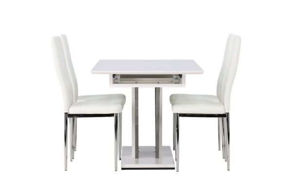 Imagine Disa Dining Table 120/160*80 - White / Grey MDF +Pastill Dining Chair - Silver / White PU _4